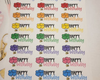 Happy Birthday Planner Stickers,  Birthday Balloons