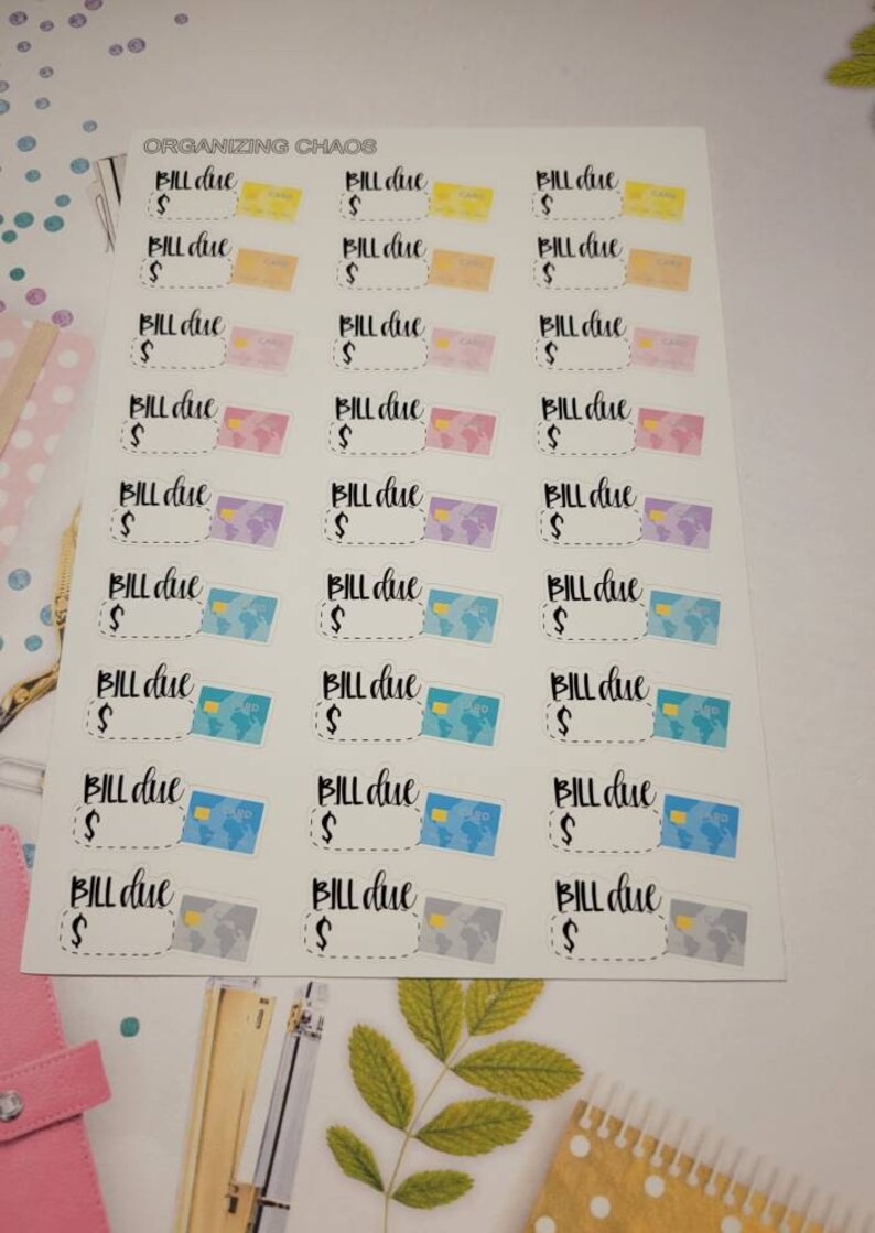 Credit Card Planner Stickers Bill Due Planner Stickers | Etsy