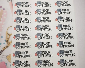 Blood Pressure Check Planner Stickers, Blood Pressure Reminder Planner Stickers