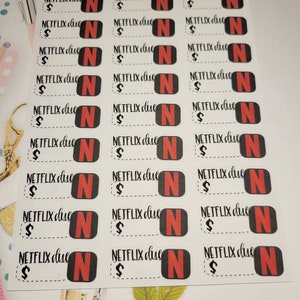 Netflix Due Planner Stickers, Bill Due Planner Stickers