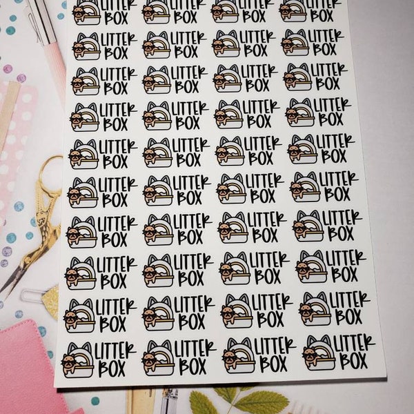 Litter Box Planner Stickers, Kitty Litter Planner Stickers