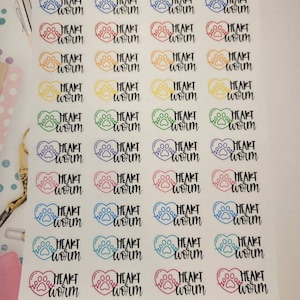 Heart Worm Planner Stickers,  Pet Meds Planner Stickers, Pet Planner Stickers