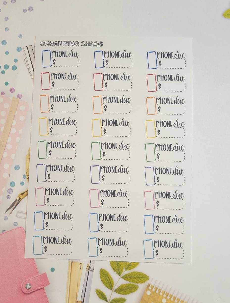 Cell Phone Bill, Bill Due Planner Stickers