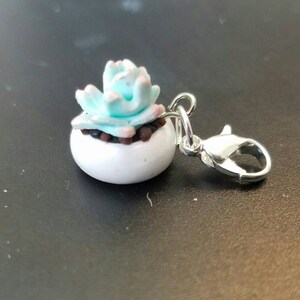 Tiny Succulent charm, polymer clay jewelry, succulent plant, cactus charm, plant jewelry miniature plant, handmade, kawaii charm, earrings
