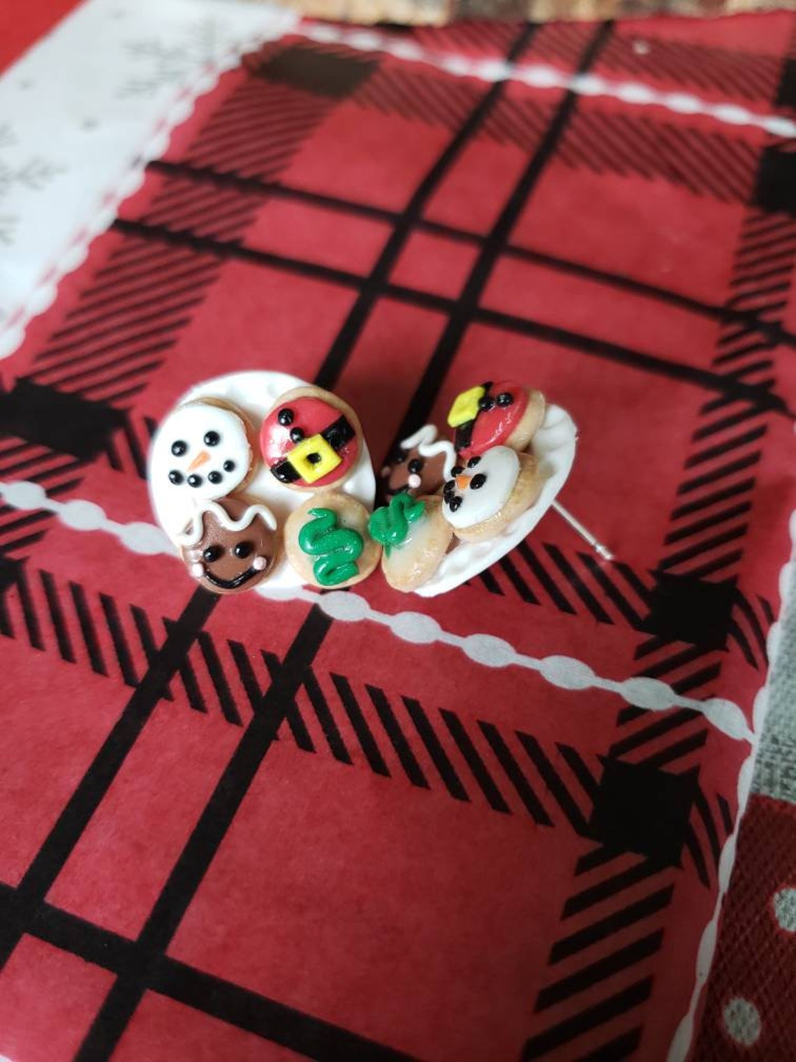 miniature-christmas-cookie-plate-for-santa-stud-earrings-etsy