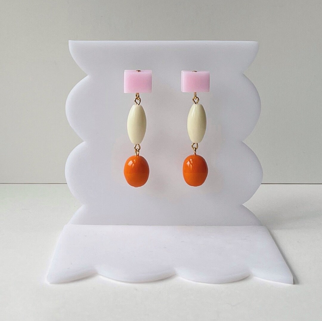 Vintage Bead Candy Drop pink/ Orange Etsy