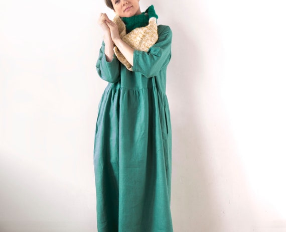 green emerald velvet dress Jade Green Block Print Maxi Dress