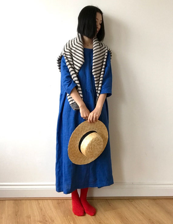 Riobon border nermaid dressブルー Lumignon Lumignon Riobon border nermaid dress