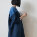 Ultramarine blue and navy linen dress, Handmade Spring Summer Autumn Winter linen dress, Drop shoulder basic kaftan dress, ready to ship