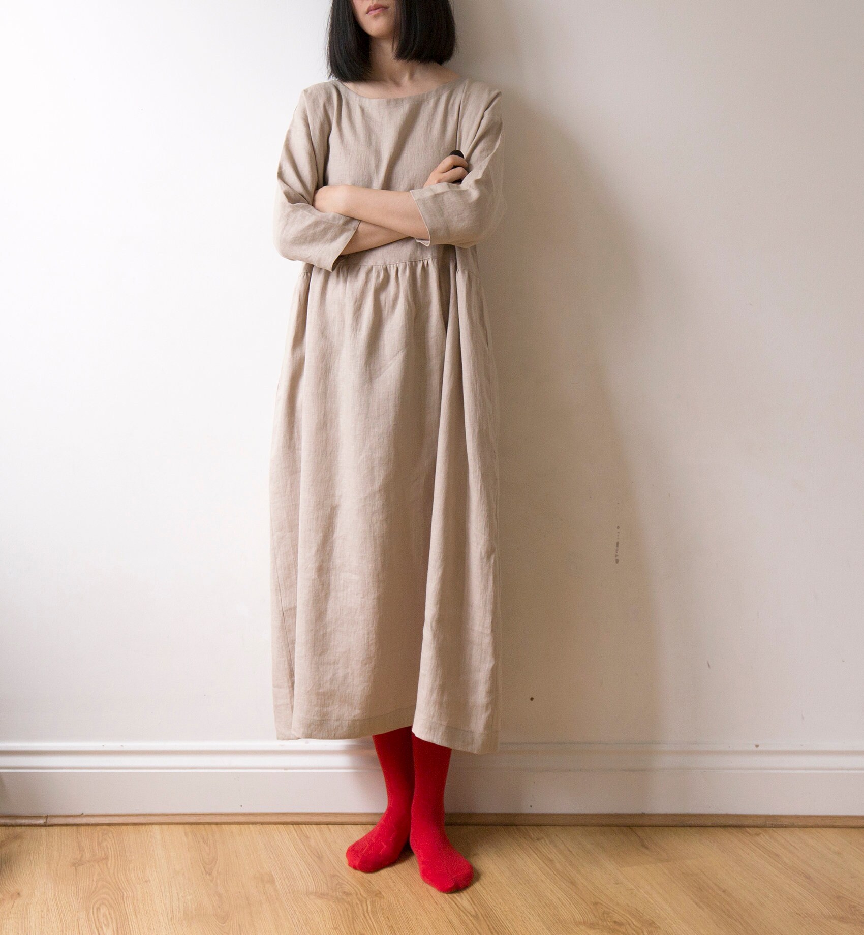 トップス evameva cotton linen drop pocket robe evameva cotton linen drop pocket robe