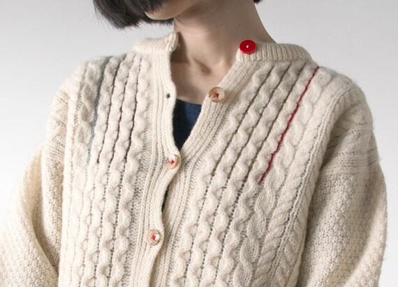 chunky colourful cardigan
