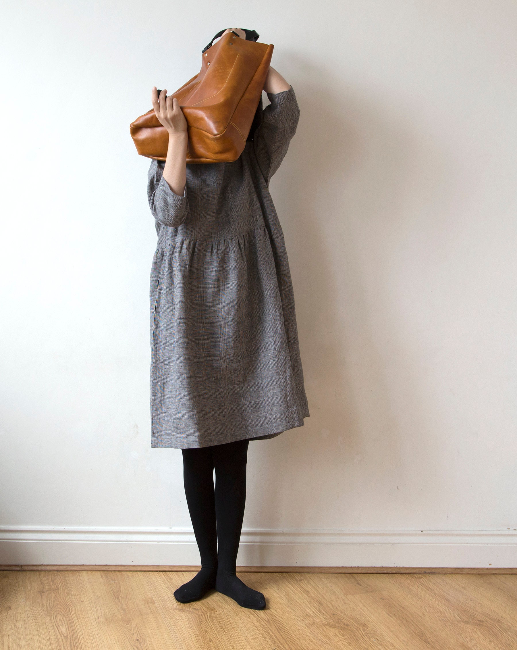 chinese dress ladies Linen dress FRENCH  Stonewashed Linen with an Adjustable Bow