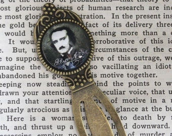 Edgar Allan Poe Bronze Clip Bookmark | Goth Poetry Author | Gothic Literature | Classic Horror | Book Lovers Gift | Victorian | The Raven