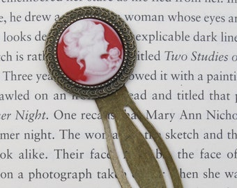 Red White Cameo Clip Bookmark | Victorian Gothic | Lady Silhouette | Book Lovers Gift | Victoriana | Vintage Goth | Bookworm | Valentine