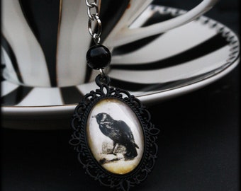 Black Raven Cameo Tea Ball Infuser | Edgar Allan Poe | The Crow | Nevermore | Halloween Gothic Goth | Tea Accessory for Loose Leaf Tea