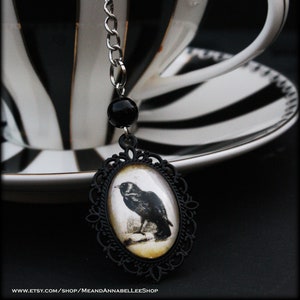 Black Raven Cameo Tea Ball Infuser | Edgar Allan Poe | The Crow | Nevermore | Halloween Gothic Goth | Tea Accessory for Loose Leaf Tea