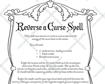 Reverse a Curse Spell Image | Witches' Dinner Party | Digital Clipart | Instant Download | Halloween Decor | Wiccan Pagan Spell Napkins