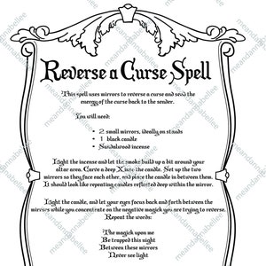 Reverse a Curse Spell Image | Witches' Dinner Party | Digital Clipart | Instant Download | Halloween Decor | Wiccan Pagan Spell Napkins