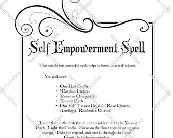 Self Empowerment Spell Image | Witches' Dinner Party | Digital Clipart | Instant Download | Halloween Decor | Wiccan Pagan Spell Napkins