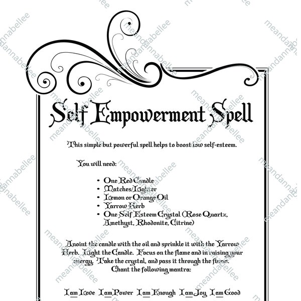 Self Empowerment Spell Image | Witches' Dinner Party | Digital Clipart | Instant Download | Halloween Decor | Wiccan Pagan Spell Napkins