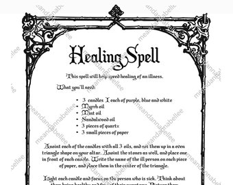 Witches&#39; Healing Spell Image | Digital Clipart | Instant Download | Halloween Decor | Gothic | Pagan | Spell Napkins for Dinner Party