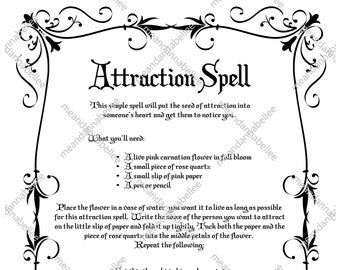 Witches' Attraction Spell Image | Digital Clipart | Instant Download | Halloween Decor | Gothic | Pagan | Wiccan Napkins for Dinner Party