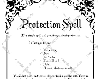 Witches&#39; Protection Spell Image | Digital Clipart | Instant Download | Halloween Decor | Gothic | Pagan Dinner Party | Wiccan Spell Napkins