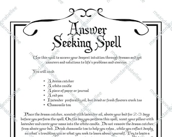 NEW Witches' Answer Seeking Spell Image | Digital Clipart | Instant Download | Halloween | Pagan Dinner Party | Wiccan Spell Napkins