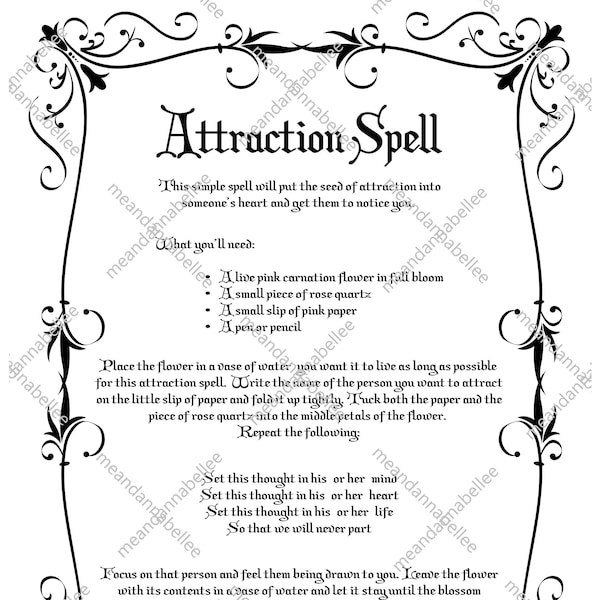 Witches' Attraction Spell Image | Digital Clipart | Instant Download | Halloween Decor | Gothic | Pagan | Wiccan Napkins for Dinner Party