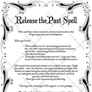 Release the Past Spell Image Witches' Dinner Party Digital Clipart Instant Download Halloween Decor Pagan Wiccan Spell Napkins image 1