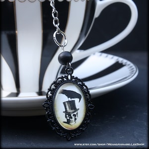 Black Raven and Skull Cameo Tea Ball Infuser - Edgar Allan Poe - The Crow - Halloween Gothic Goth Steampunk - Accessory for Loose Leaf Tea