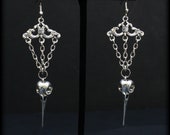 Bird Skull Dangle Earrings | Silver Finish | Victorian Gothic Jewelry | Goth | Oddities | Steampunk Accessories