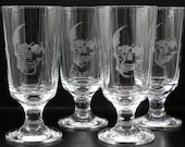 Skull Etched Glassware Set of 4 | Absinthe | Water Glasses | After Dinner Drinks | Gothic Barware | Skull Lovers Gift | Goth Table Setting