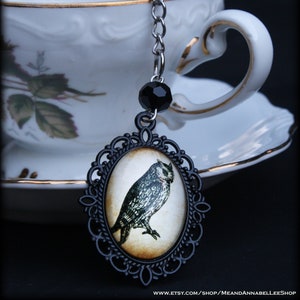 Black Owl Cameo Tea Ball Infuser | Curiosity | Victorian Gothic Halloween | Steampunk | Tea Accessory for Loose Leaf Tea | Single Cup