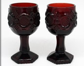 Blood Red Aperitif Glasses | Gothic Valentine Gift | Pair After Dinner Vintage Goth Glassware | Vampire Style | Cordials | Ruby Red