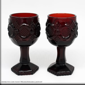 Blood Red Aperitif Glasses | Gothic Valentine Gift | Pair After Dinner Vintage Goth Glassware | Vampire Style | Cordials | Ruby Red