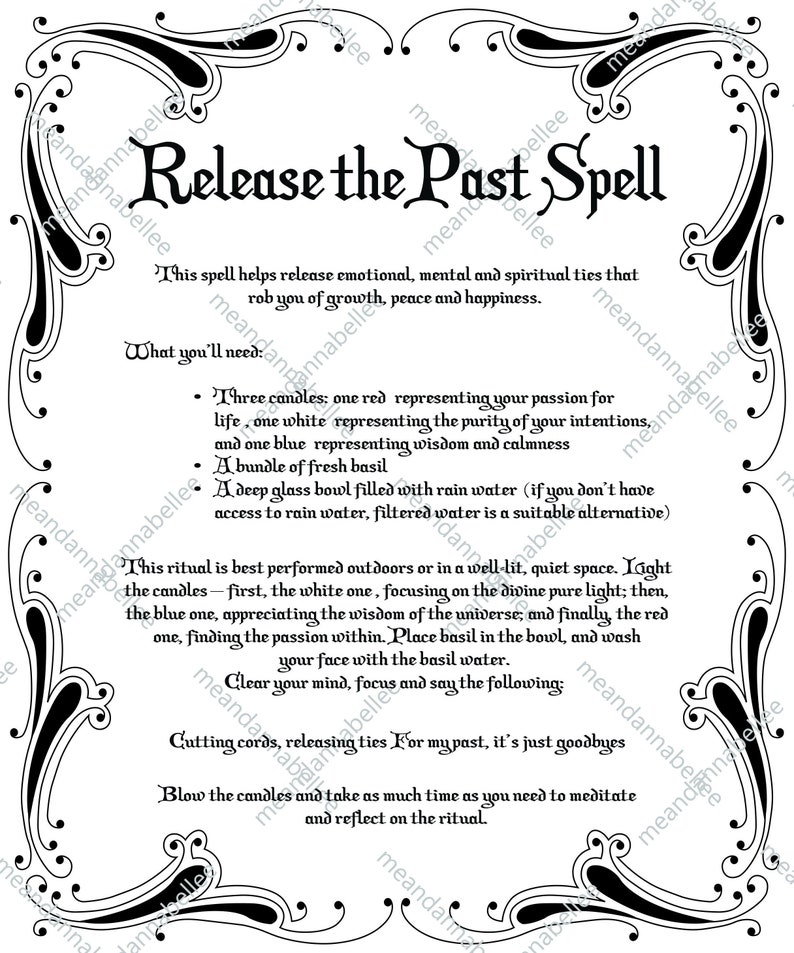 Release the Past Spell Image Witches' Dinner Party Digital Clipart Instant Download Halloween Decor Pagan Wiccan Spell Napkins image 1