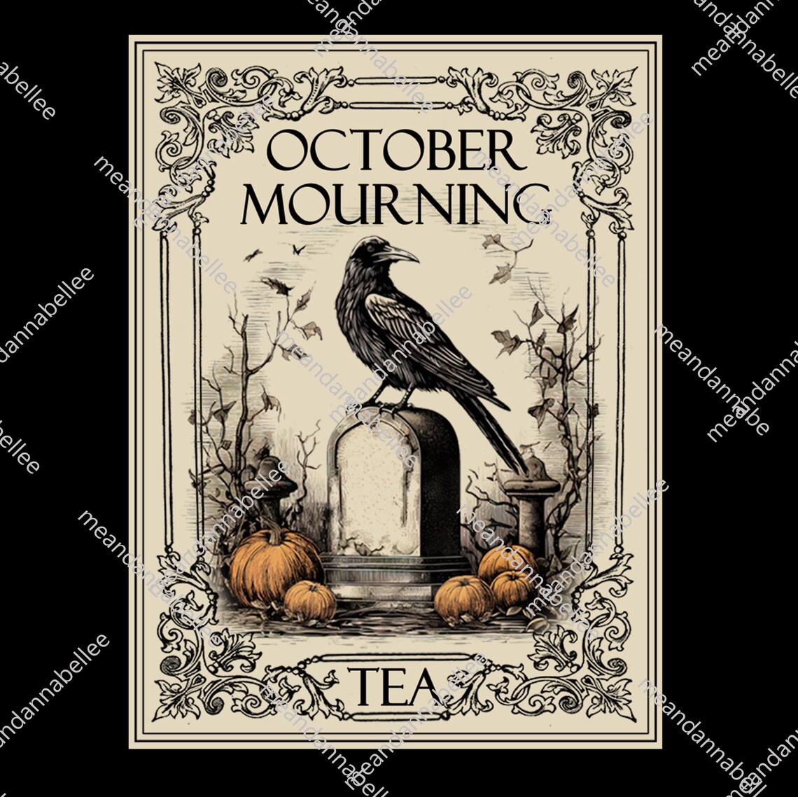 Halloween Tea Tin Label Image, Instant Download, October Mourning Tea ...