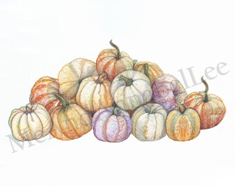 Pastel Pumpkin Digital Art Print | Instant Download | Watercolor Painting | Autumn Image | Fall Harvest Artwork | Wall Art | Halloween