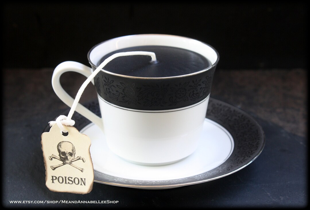Black White Gothic Tea Cup Candle Cup & Saucer Mandarin Etsy