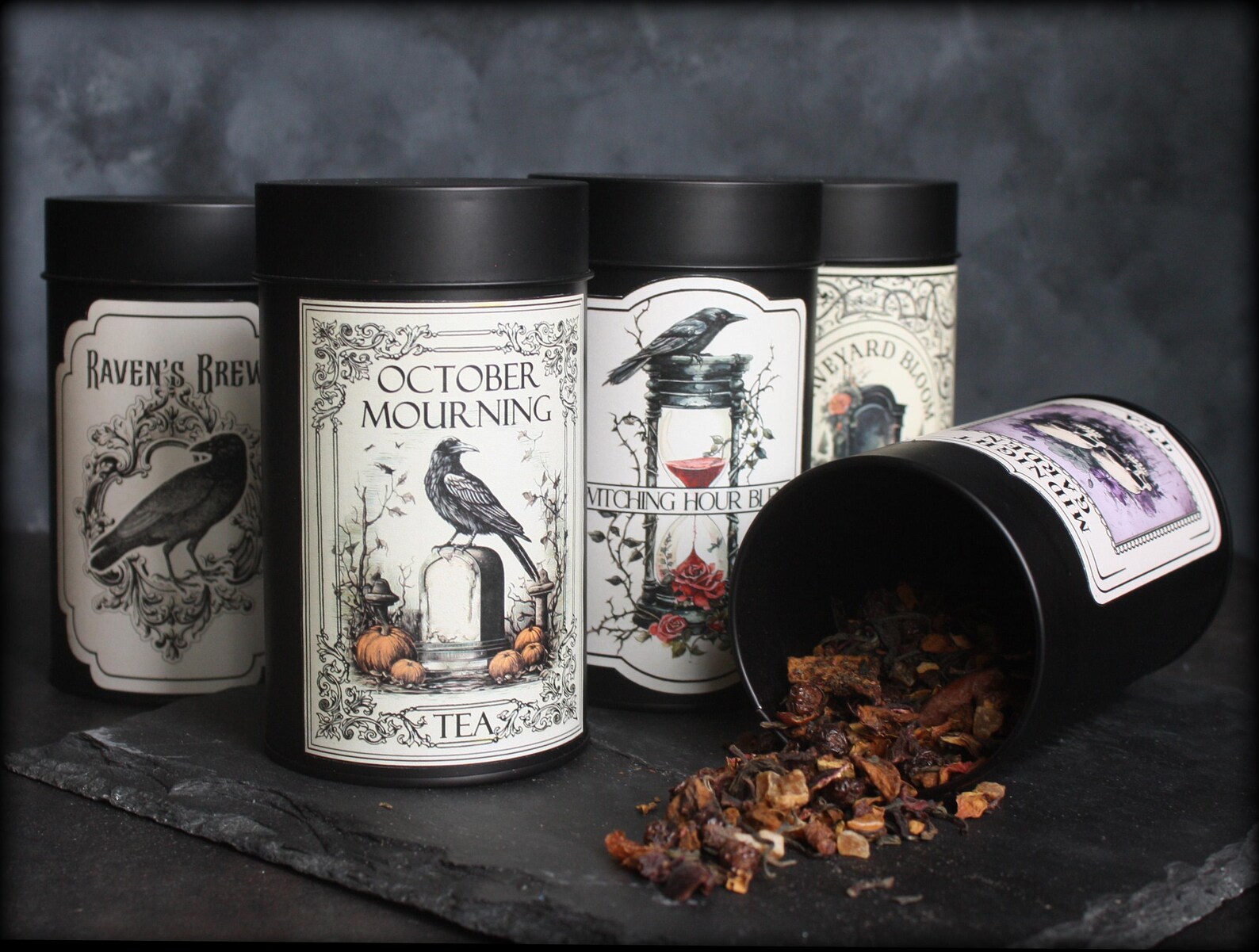 Halloween Tea Tin Label Image, Instant Download, October Mourning Tea ...