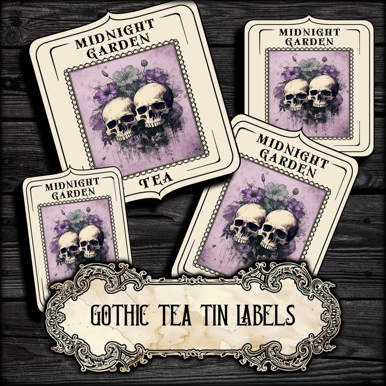 Goth Labels Gothic Tea Tin Label Image, Instant Download, Victorian Tea Canister ...
