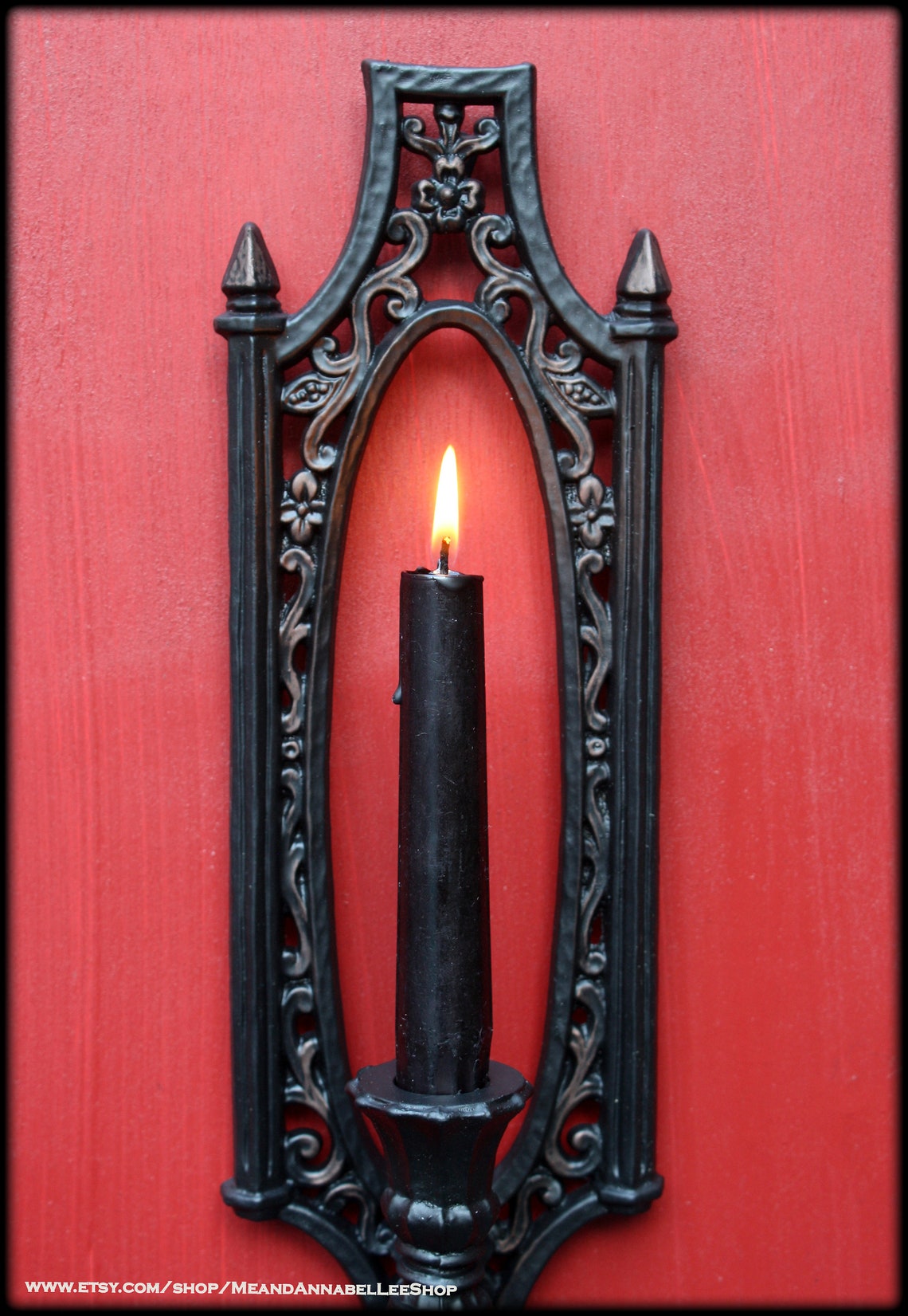 Gothic Wall Sconce Candle Holder Black and Copper Filigree Etsy