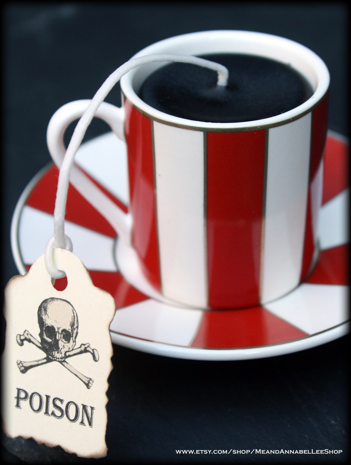 Red and White Stripe Gothic Espresso Cup Candle Cup & Saucer Etsy