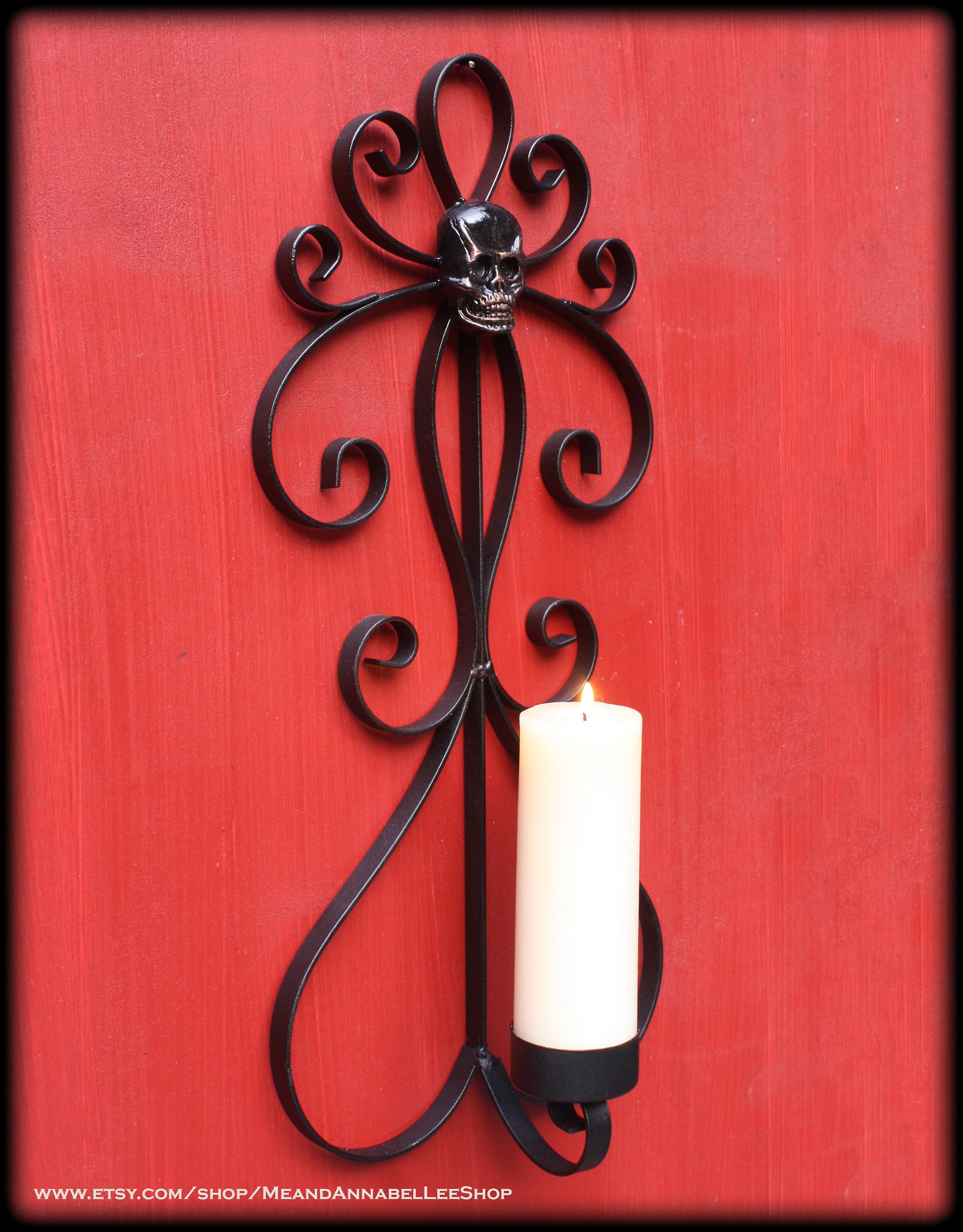 Tall Gothic Skull Wall Sconce Candle Holder Goth Home Decor Etsy UK