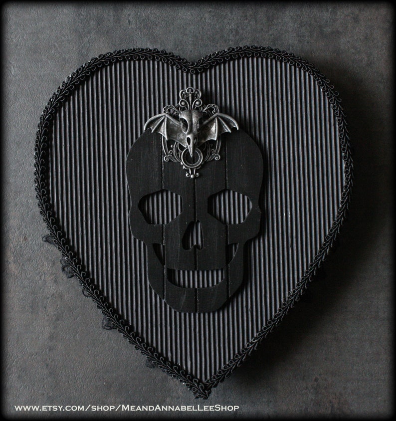 Heart Shaped Box  Black Goth Valentine Chocolate Box  Gothic image 4