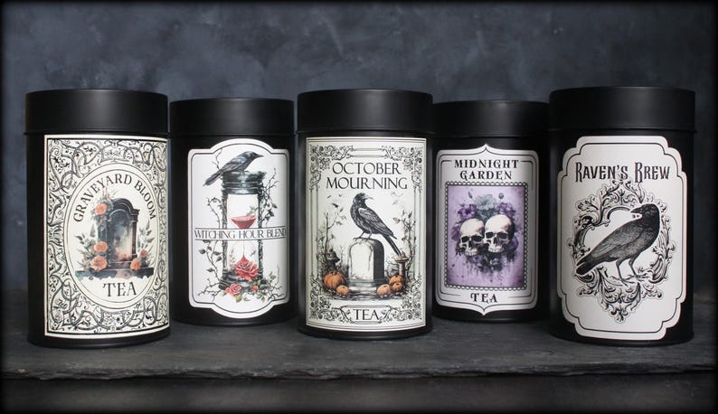 Halloween Tea Tin Label Image, Instant Download, October Mourning Tea ...