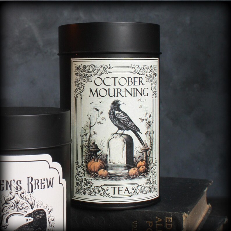 Halloween Tea Tin Label Image, Instant Download, October Mourning Tea ...