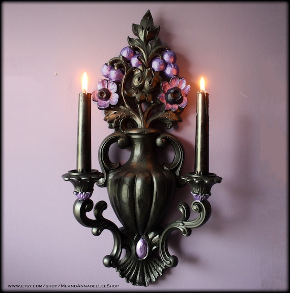 Victorian Gothic Wall Sconce Candle Holder Vintage Homco Etsy