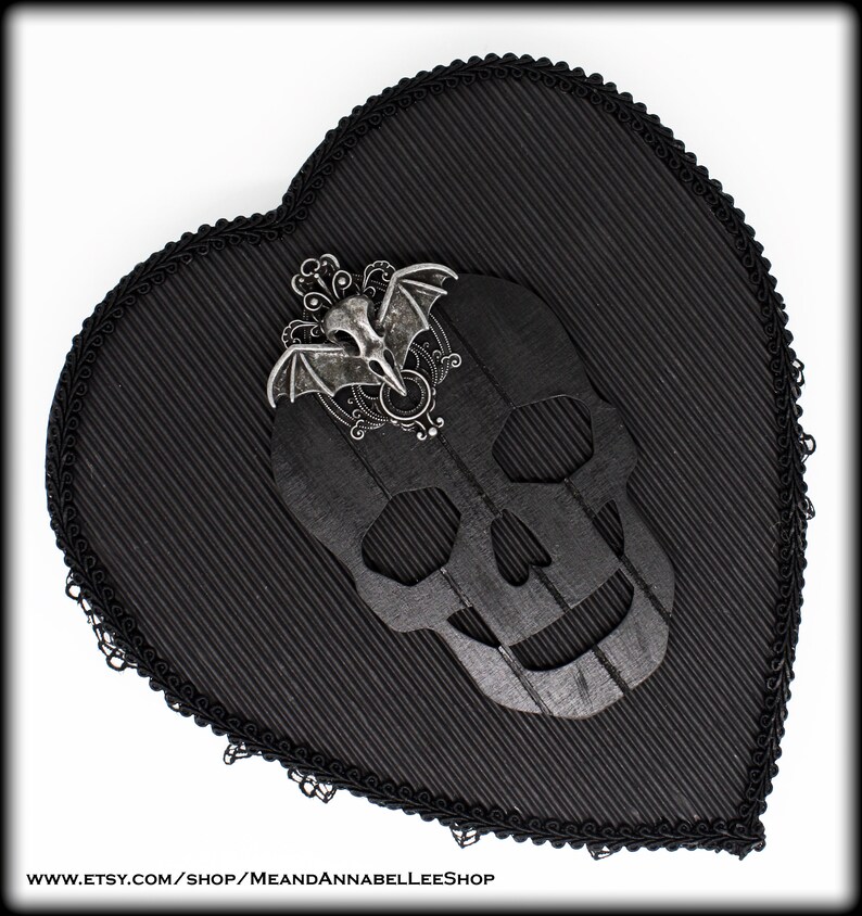Heart Shaped Box  Black Goth Valentine Chocolate Box  Gothic image 3